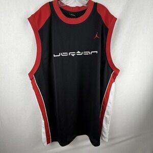 VTG Nike Air Jordan Script Jersey Sz 4X Black Mesh Red Y2K Michael Jumpman